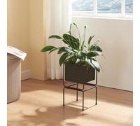 [en.casa] Support pour Plantes avec Bac à Fleurs Intégré Étagère Porte Plantes pour Intérieur Salon Chambre Bureau Entrée Métal 36 x 20 x 20 cm Noir