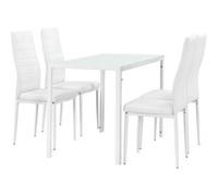 [en.casa] Table à manger blanc + Kit de chaises en 4 pièces blanc
