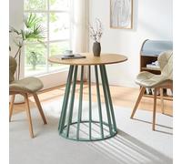 [en.casa] Table à Manger Ronde pour 2 Personnes Élégant Table de Bistrot Poste de Travail Confortable Stable pour Salle à Manger Salon Cuisine Bureau MDF Bois Effet Chêne Vert Pastel 76 x 80 cm