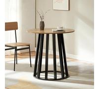 [en.casa] Table à Manger Ronde pour 2 Personnes Élégant Table de Bistrot Poste de Travail Confortable Stable pour Salle à Manger Salon Cuisine Bureau MDF Bois 76 x 80 cm Effet Chêne Noir