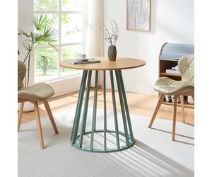 [en.casa] Table à Manger Ronde pour 2 Personnes Élégant Table de Bistrot Poste de Travail Confortable Stable pour Salle à Manger Salon Cuisine Bureau MDF Bois Effet Chêne Vert Pastel 76 x 80 cm