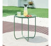 [en.casa] Table Basse avec Plateau Amovible Table d'Appoint pour Extérieur Intérieur Jardin Terrasse Balcon Table de Bistrot Design Intemporel Acier 53 x 46 x 46 cm Vert