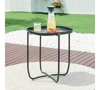 [en.casa] Table Basse avec Plateau Amovible Table d'Appoint pour Extérieur Intérieur Jardin Terrasse Balcon Table de Bistrot Design Intemporel Acier 53 x 46 x 46 cm Noir