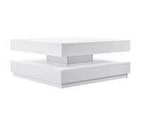 [en.casa] Table Basse avec Plateau Carré Pivotant et Étagère Inférieure Table d'Appoint Design Intemporel pour Salon Chambre Panneau de Particules 76 x 76 x 38 cm Blanc