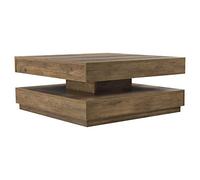 [en.casa] Table Basse avec Plateau Carré Pivotant et Étagère Inférieure Table d'Appoint Design Intemporel pour Salon Chambre Panneau de Particules 76 x 76 x 38 cm Effet Bois