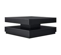 [en.casa] Table Basse avec Plateau Carré Pivotant et Étagère Inférieure Table d'Appoint Design Intemporel pour Salon Chambre Panneau de Particules 76 x 76 x 38 cm Noir