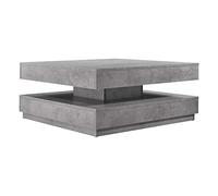 [en.casa] Table Basse avec Plateau Carré Pivotant et Étagère Inférieure Table d'Appoint Design Intemporel pour Salon Chambre Panneau de Particules 76 x 76 x 38 cm Effet Béton