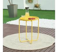 [en.casa] Table Basse avec Plateau Rond Amovible Table d'Appoint pour Extérieur Intérieur Jardin Terrasse Balcon Table de Bistrot Design Intemporel Acier 53 x 40 cm Jaune