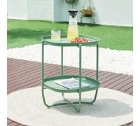 [en.casa] Table Basse avec Plateaux Amovibles Table d'Appoint pour Extérieur Intérieur Jardin Terrasse Balcon Table de Bistrot Design Intemporel Acier 58 x 46 x 46 cm Vert