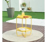 [en.casa] Table Basse avec Plateaux Ronds Amovibles Table d'Appoint pour Extérieur Intérieur Jardin Terrasse Balcon Table de Bistrot Design Intemporel Acier 58 x 40 cm Jaune