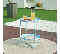 [en.casa] Table Basse avec Plateaux Ronds Amovibles Table d'Appoint pour Extérieur Intérieur Jardin Terrasse Balcon Table de Bistrot Design Intemporel Acier 58 x 40 cm Bleu Ciel