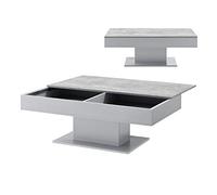 [en.casa] Table Basse de Salon avec 2 Espaces de Rangement Intérieur Design Style Intemporel Stable Rectangulaire pour Séjour Bureau Panneau de Particules 40 x 110 x 60 cm Effet Béton Gris