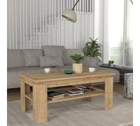 [en.casa] Table Basse de Salon avec Étagère Inférieure Table d'Appoint Design Intemporel avec Plateau Rectangulaire Panneau de Particules 110 x 60 x 47 cm Effet Chêne Saphir