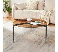[en.casa] Table Basse de Salon avec Plateau Rond en Verre Fumé 3 Pieds Stables Style Moderne Design Intemporel pour Bureau Séjour Entrée Acier 80 x 40 cm Marron