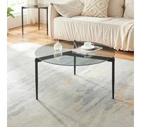 [en.casa] Table Basse de Salon avec Plateau Rond en Verre Fumé 3 Pieds Stables Style Moderne Design Intemporel pour Bureau Séjour Entrée Acier 80 x 40 cm Gris