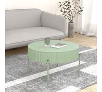 [en.casa] Table Basse de Salon avec Plateau Rond et Tiroir Table d'Appoint Design Élégant Intemporel avec Compartiment de Rangement MDF Métal 36 x 60 cm Vert Menthe