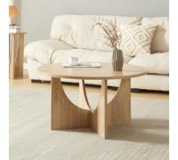 [en.casa] Table Basse de Salon avec Plateau Rond Table d'Appoint Style Intemporel Bout de Canapé pour Salle de Séjour Chambre Bureau Panneau de Particules 80 x 42 cm Effet Chêne