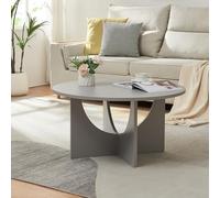 [en.casa] Table Basse de Salon avec Plateau Rond Table d'Appoint Style Intemporel Bout de Canapé pour Salle de Séjour Chambre Bureau Panneau de Particules 80 x 42 cm Gris Clair