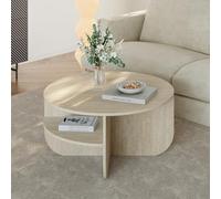 Table basse Reykhon 80 x 41 cm effet travertin