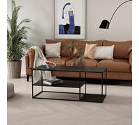 [en.casa] Table Basse de Salon Design avec 2 Compartiments de Rangement Table d'Appoint Style Intemporel Industriel avec 2 Étagères Acier 120 x 50 x 50 cm Noir Mat