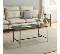 [en.casa] Table Basse de Salon Design avec Plateau Arrondi Table d'Appoint Style Intemporel pour Salle de Séjour Chambre Bureau Panneau de Particules Acier 110 x 50 x 45 cm Noir