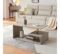 [en.casa] Table Basse de Salon Design Intemporel avec Étagère de Rangement Plateau Rectangulaire Surface de Stockage Panneau de Particules 90 x 50 x 41 cm Effet Béton Clair