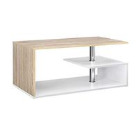 Table Basse Haarlem 90 x 50 x 41 cm Blanc Effet Chêne [en.casa]