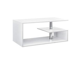 [en.casa] Table Basse de Salon Design Intemporel avec Étagère de Rangement Plateau Rectangulaire Surface de Stockage Panneau de Particules 90 x 50 x 41 cm Blanc