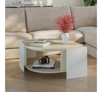 [en.casa] Table Basse de Salon Design Intemporel avec Surface de Rangement sur Étagère Inférieure Structure Robuste Panneau de Particules Mélaminé 75 x 75 x 40 cm Sable Blanc