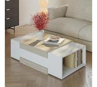 Table basse Eljak 110 x 57 x 31 cm blanc / effet travertin