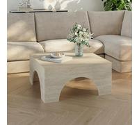 [en.casa] Table Basse de Salon Design Intemporelle avec Plateau Carré Structure Robuste Stable pour Bureau Chambre Panneau de Particules Mélaminé 80 x 80 x 37 cm Effet Travertin