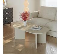 [en.casa] Table Basse de Salon Design Intemporelle avec Plateau Ovale Structure Robuste Moderne Stable pour Bureau Chambre Panneau de Particules Mélaminé 119 x 60 x 40 cm Couleur Sable