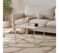 [en.casa] Table Basse de Salon Design Table d'Appoint Style Intemporel Industriel Support Plantes pour Salon Chambre Bureau Entrée Plateau Carré Acier 60 x 60 x 45 cm Blanc Mat
