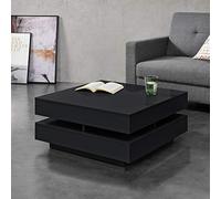 Table Basse Annaba avec 4 Compartiments Stockage Noir Brillant [en.casa]