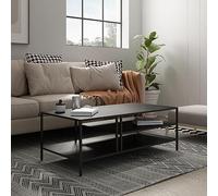 [en.casa] Table Basse de Salon Style Industriel Table d'Appoint Design avec Espace de Rangement pour Salle de Séjour Chambre Bureau Métal 40 x 110 x 55 cm Noir