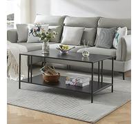 [en.casa] Table Basse de Salon Style Industriel Table d'Appoint Design avec Espace de Rangement pour Salle de Séjour Chambre Bureau Métal 47 x 110 x 55 cm Noir