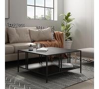 [en.casa] Table Basse de Salon Style Industriel Table d'Appoint Design avec Espace de Rangement pour Salle de Séjour Chambre Bureau Métal 40 x 80 x 80 cm Noir