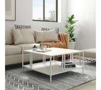 [en.casa] Table Basse de Salon Style Industriel Table d'Appoint Design avec Espace de Rangement pour Salle de Séjour Chambre Bureau Métal 40 x 80 x 80 cm Blanc