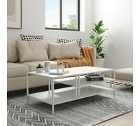 [en.casa] Table Basse de Salon Style Industriel Table d'Appoint Design avec Espace de Rangement pour Salle de Séjour Chambre Bureau Métal 40 x 110 x 55 cm Blanc