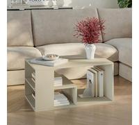 [en.casa] Table Basse de Salon Stylée au Design Moderne avec Étagères Inférieures Intemporel Stable Robuste Plateau Rectangulaire Panneau de Particules 80 x 50 x 40 cm Couleur Sable