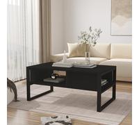 [en.casa] Table Basse de Salon Stylée au Design Moderne et Intemporel avec 2 Compartiments Intérieurs Stable Robuste Plateau Rectangulaire Métal Panneau de Particules 100 x 60 x 45 cm Noir