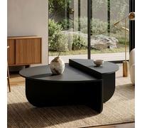 [en.casa] Table Basse de Salon Tondesdaslo 90 x 90 x 35 cm avec 2 Surfaces de Rangement Semi-Circulaires Table d'Appoint Moderne Stable Gain de Place pour Salon Séjour Chambre Gris Foncé