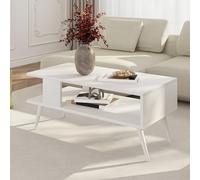 [en.casa] Table Basse Design Rectangulaire pour Salon avec Surface de Rangement Panneau de Particules Mélaminé Bois 40 x 90 x 45 cm Blanc