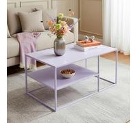 [en.casa] Table Basse du Salon Rectangulaire Acier Solide Robuste Étagère de Rangement 45 x 90 x 60 cm Violet