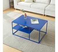 [en.casa] Table Basse du Salon Rectangulaire Acier Solide Robuste Étagère de Rangement 45 x 90 x 60 cm Bleu Foncé