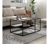 [en.casa] Table Basse du Salon Rectangulaire Acier Solide Robuste Étagère de Rangement 45 x 90 x 60 cm Noir