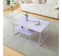 [en.casa] Table Basse du Salon Rectangulaire Acier Solide Robuste Étagère de Rangement 45 x 90 x 60 cm Violet