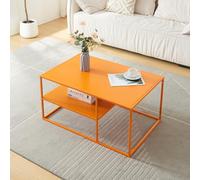 [en.casa] Table Basse du Salon Rectangulaire Acier Solide Robuste Étagère de Rangement 45 x 90 x 60 cm Orange