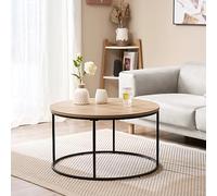 [en.casa] Table Basse Kuhmoinen Ronde 45 x 80 cm Noir Effet Bois | Pour Salon Chambre Bureau, Structure en Métal, Design Épuré