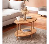 [en.casa] Table Basse Ovale avec Surface de Rangement Meuble de Salon Design Panneau de Particules Bois de Hêtre 43 x 70 x 44 cm Effet Bois Naturel
